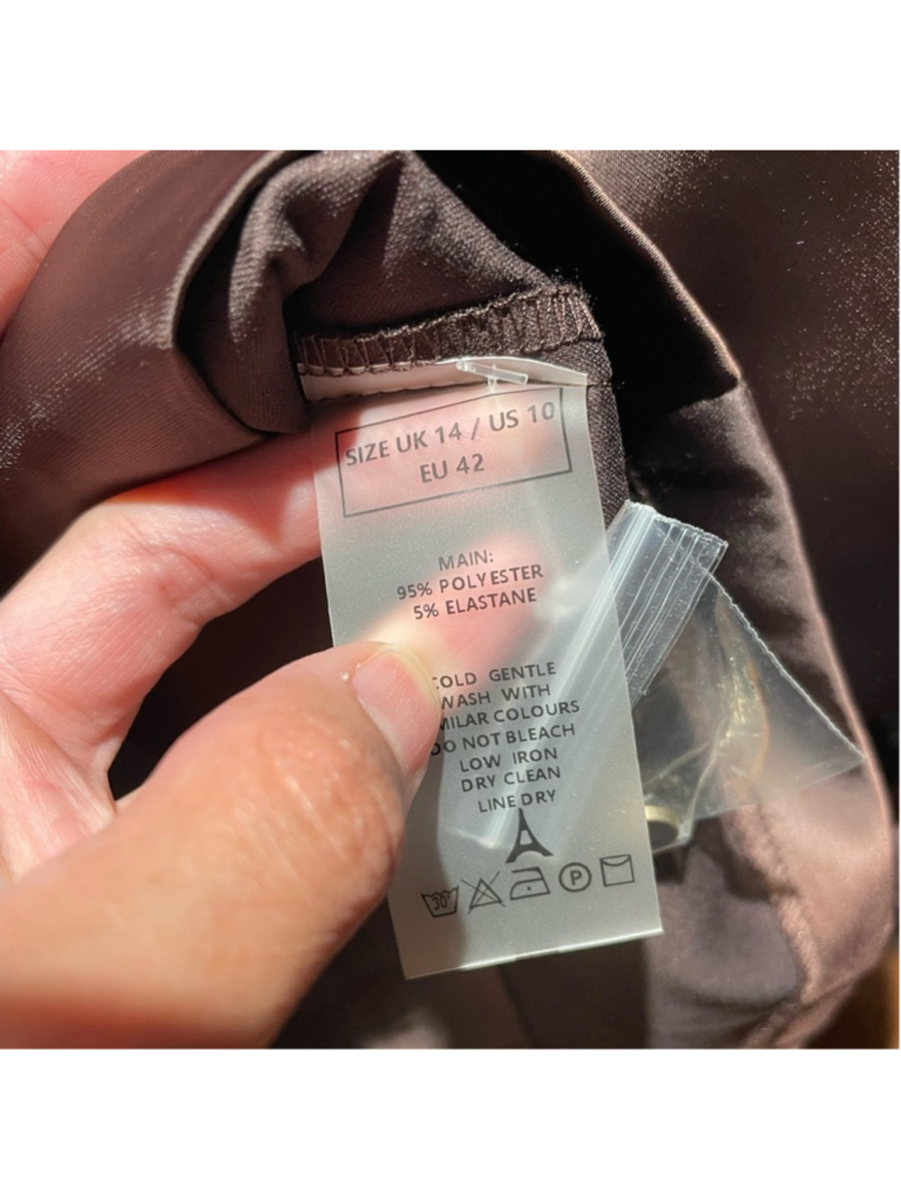 NEW Manière De Voir Dark Chocolate Brown Off Shoulder Satin Dress Size 42/ US 10 - Picture 11 of 11